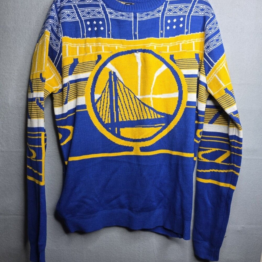 NBA Golden State Warriors Light Up Ugly Christmas Sweater Adult Sz Medium WORKS